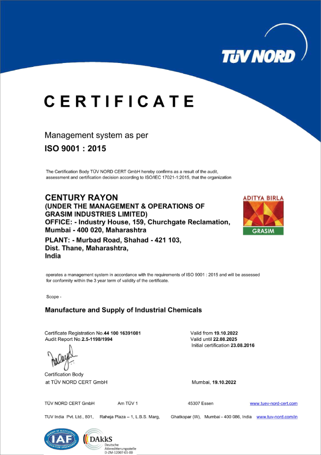 ISO 9001 : 2015 Certificate